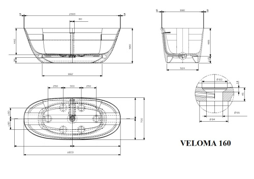 Ванна Plumberia Selection Veloma 160BD фото 4